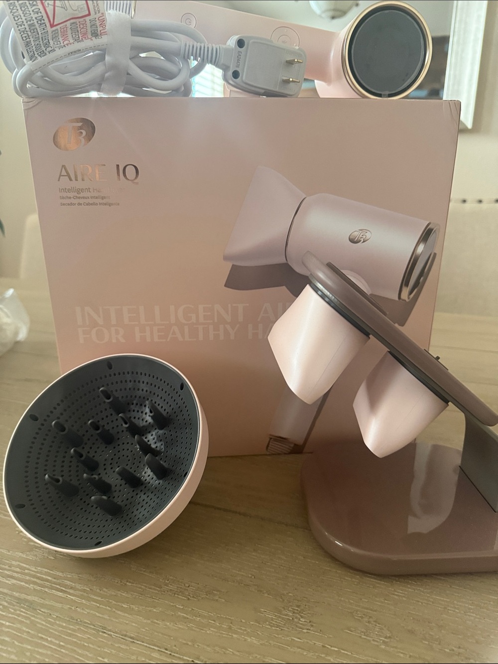 New- T3 Pink Compact Hair Dryer with Diffuser